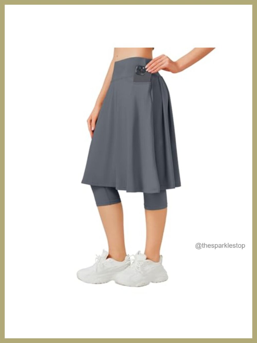 Skirted Leggings with Skirt High Waist Drawstring 4 Pockets